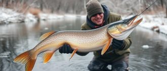 Pike fishing on small rivers in winter time