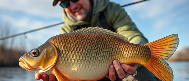 Crucian carp on a fly rod